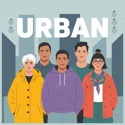 Flat vector illustration collection set of urban people