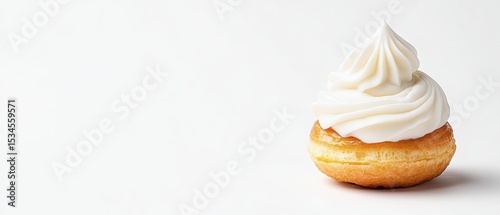 Wallpaper Mural Small Cake with White Cream Topping. Gluten-free Dessert. Low-carb Treat. Sweet Food on Bright Background. Bakery Confection with Delicious Frosting. Torontodigital.ca