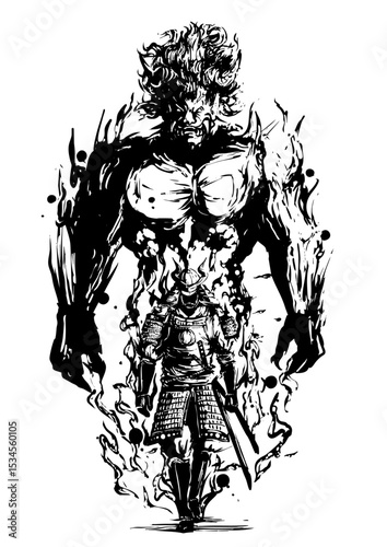 Samurai and the Oni Within – Sumi-e of Inner Strength