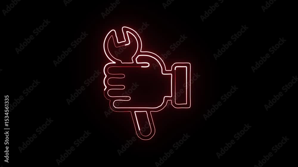 Glowing neon line repair icon with wrench and gear animation. Maintenance and fix symbol animation HD video isolated on black background.
Glowing neon line repair icon with wrench and gear animation. Maintenance and fix symbol animation HD video isolated on black background.