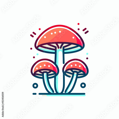 Fly agaric in colorful design with a playful style and copy space
