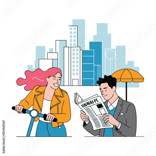 Flat vector illustration collection set of urban people