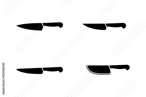 Chef knife set kitchen knives cooking tools vector