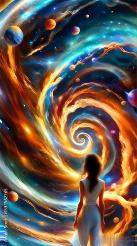 Colorful Swirling Vortex with Light Trails and Hypnotic Circular Motion

