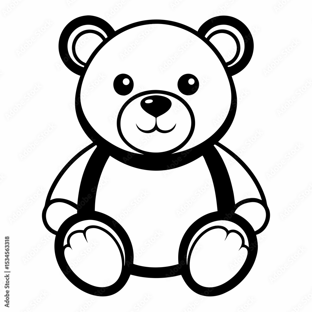 Naklejka premium teddy black outline vector art for wallpaper