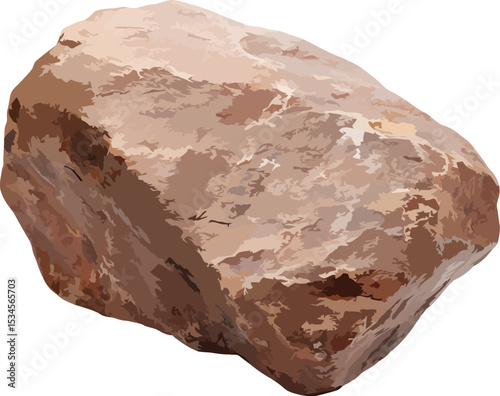 Vector illustration of a large textured rock formation isolated on white background in artistic style