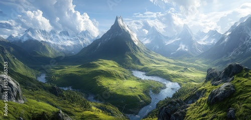 A detailed visualization of mountain landscapes untouched by development highlighting environmental importance.