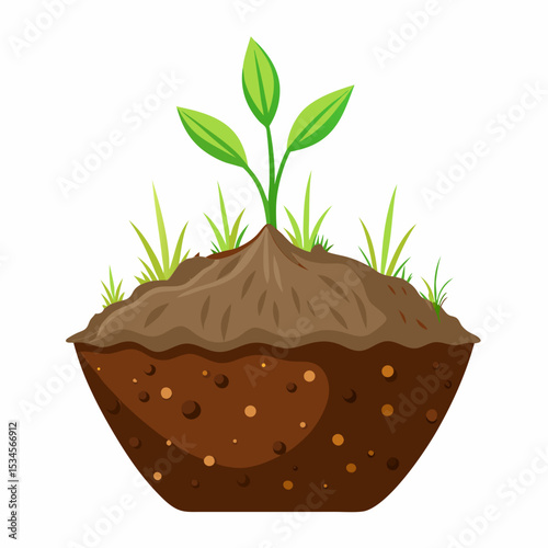 Healthy Soil Texture Close-Up Vector on White Background for World Soil Day