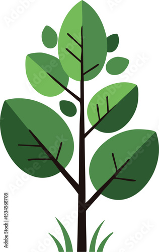 Green leafy tree with simple natural design and fresh appearance vector illustration 