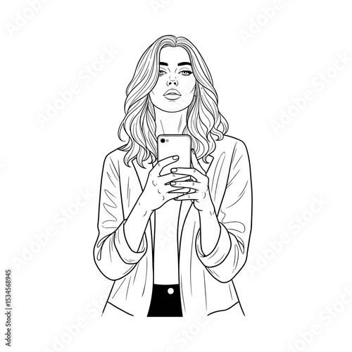 Young woman taking a selfie with her smartphone, exuding confidence