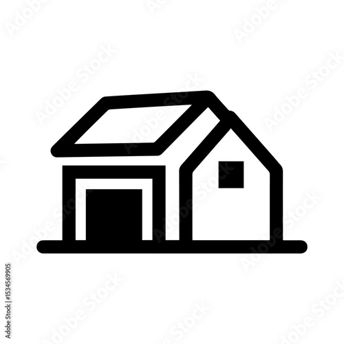 Black outline icon of a simplified house on a white background