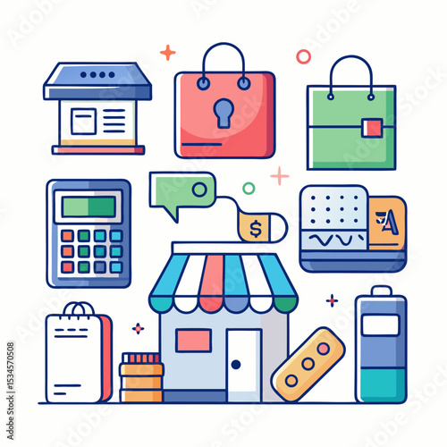 Small Business Icons Vector on White Background for Small Business Saturday