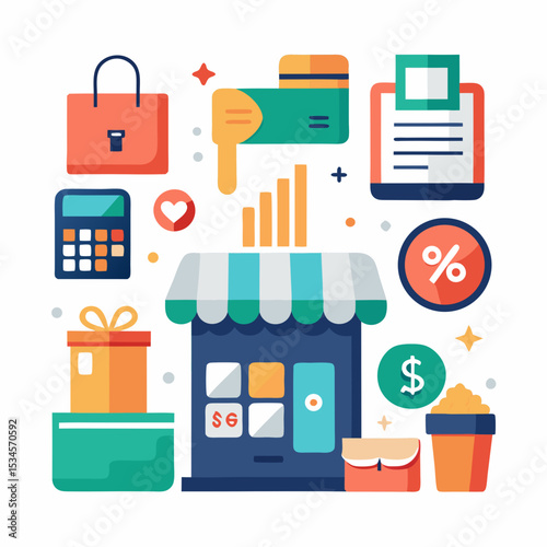 Small Business Icons Vector on White Background for Small Business Saturday