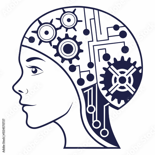 human head with gears