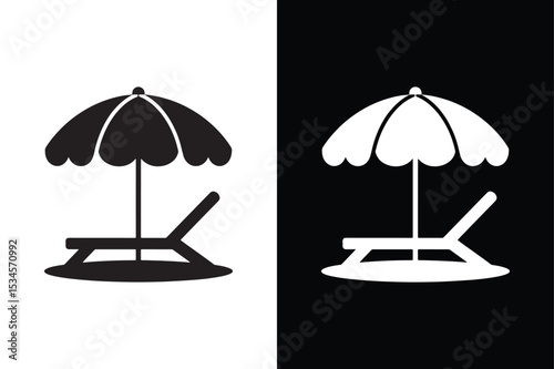 Beach umbrella icon vector on White Background ,Vector Art Illustration on white background.