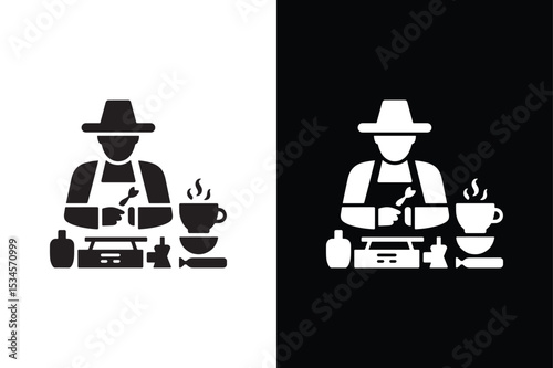 Apothecary crafting herbal remedies icon silhouette vector on White Background ,Vector Art Illustration on white background.