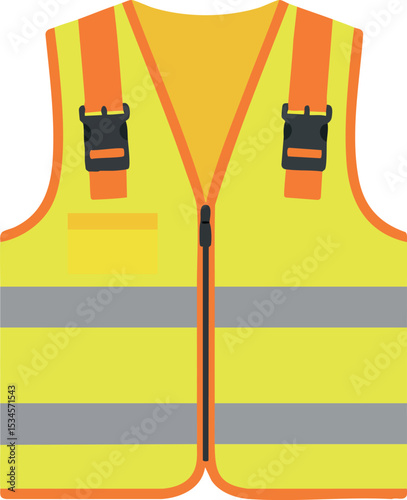 High visibility yellow safety vest with reflective stripes for construction and work environments 