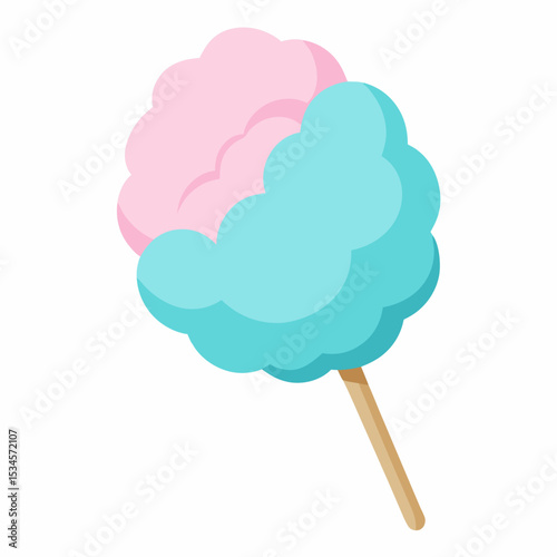 Pastel Cotton Candy Vector on White Background for National Cotton Candy Day