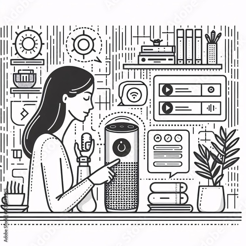 Woman with cup listening to radio