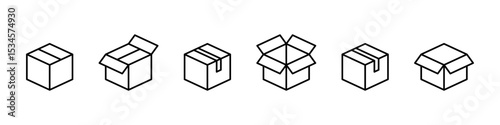 Box icon. Package vector set. Cardboard shipping box.  Carton package icon set. Box icon isolated set. Cartboard box sign. Package delivery sign.