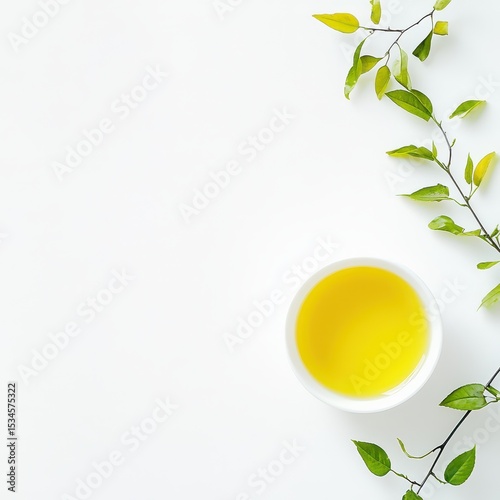 Wallpaper Mural Bright yellow oil with lush green leaves Torontodigital.ca