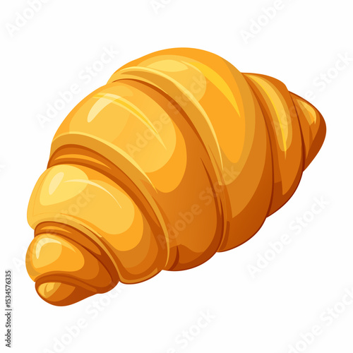 Golden Croissant Vector on White Background for National Pastry Day