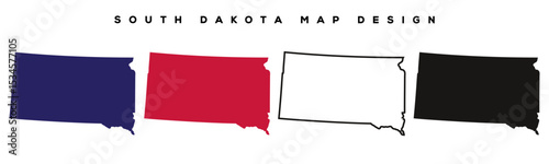 South Dakota State Map – Vintage Style Illustration with Labeled Cities and Borders
