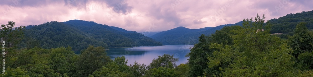Fototapeta premium Panoramic view of the mountain lake
