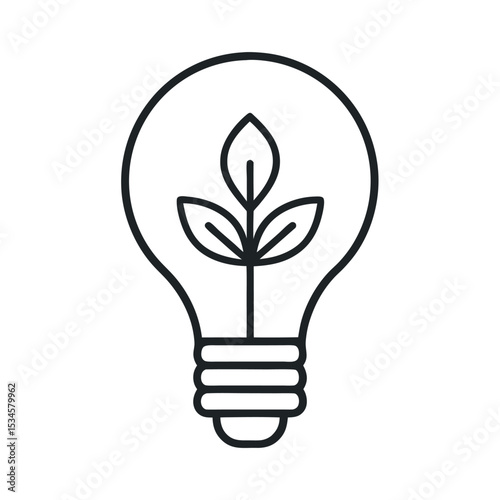 Minimal vector icon representing green energy, featuring eco-friendly elements like leaves, lightning, and power. Ideal for sustainability apps, clean tech, and environmental projects.
