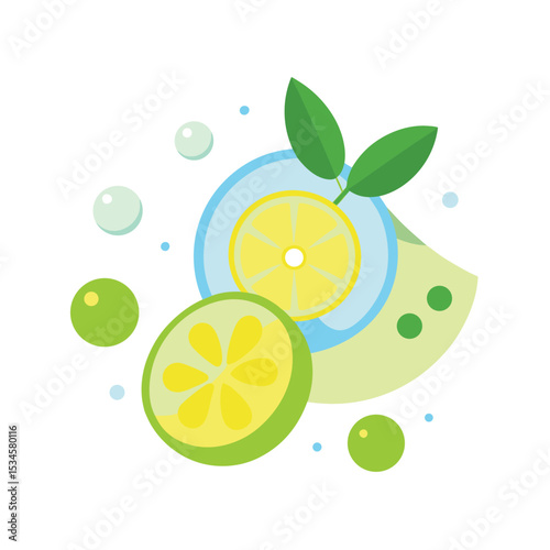 Refreshing Lime and Lemon Illustration Zesty Citrus Fruit Design