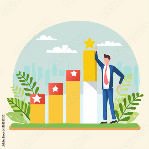 Dissatisfaction, dislike or negative feedback, angry customer or dissatisfied employee, angry review, disappointment rating or complaint concept, man pushing rating bar to dissatisfaction leve