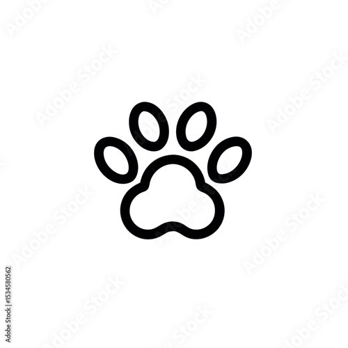 Flat line art icon of an animal paw. Ideal for pet brands, wildlife conservation, vet clinics, animal rescue, and minimalist nature-themed designs.