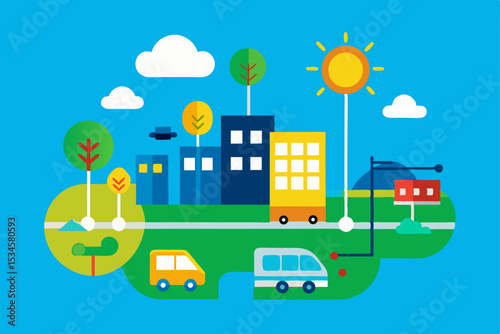 Sustainable Cityscape Eco-Friendly Urban Design Illustration