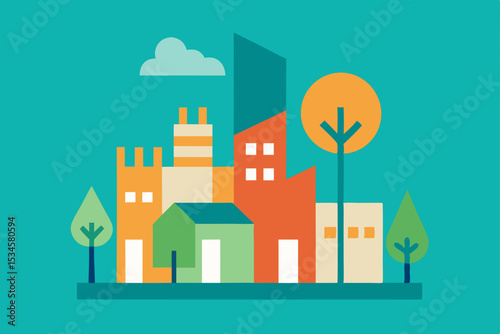 Vibrant Cityscape Urban Architecture and Nature in Harmony