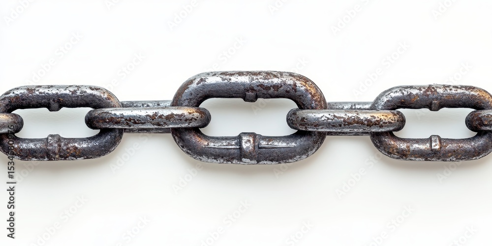 Fototapeta premium Isolated Metallic Lock and Chains - Symbol of Security and Protection on White Background