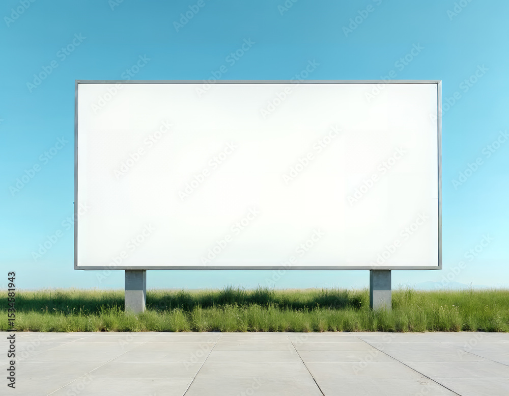 Obraz premium Blank Billboard Mockup Large Outdoor Advertising Sign, Clear Sky Background