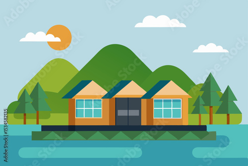 Serene Lakeside House A Peaceful Mountain Retreat Illustration
