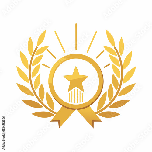 Nobel Prize Medal and Laurel Wreath Vector for Achievement and Honor