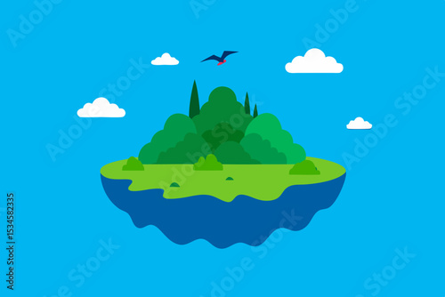 Serene Floating Island A Tranquil Oasis in the Sky