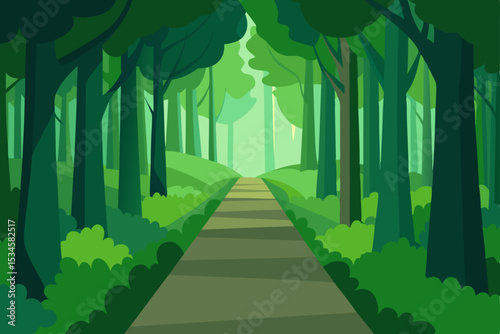 Serene Forest Path A Tranquil Walk Through Lush Green Woods