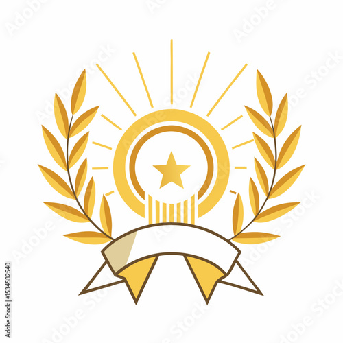 Nobel Prize Medal and Laurel Wreath Vector for Achievement and Honor