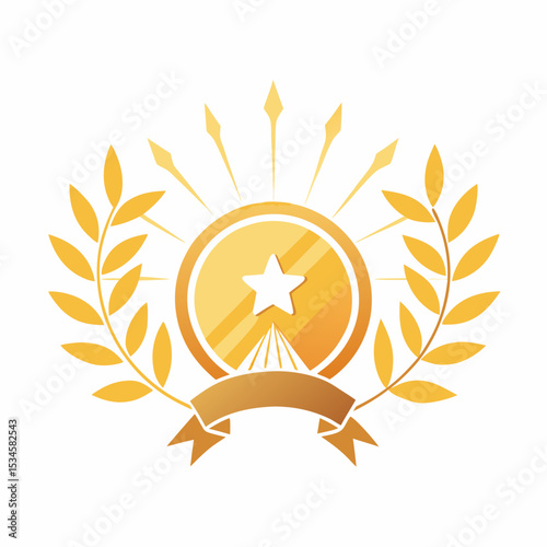 Nobel Prize Medal and Laurel Wreath Vector for Achievement and Honor