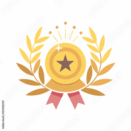 Nobel Prize Medal and Laurel Wreath Vector for Achievement and Honor
