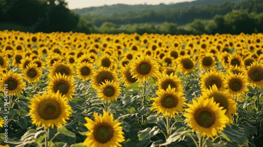 Fototapeta premium Sunflowers in a field at sunset (1)