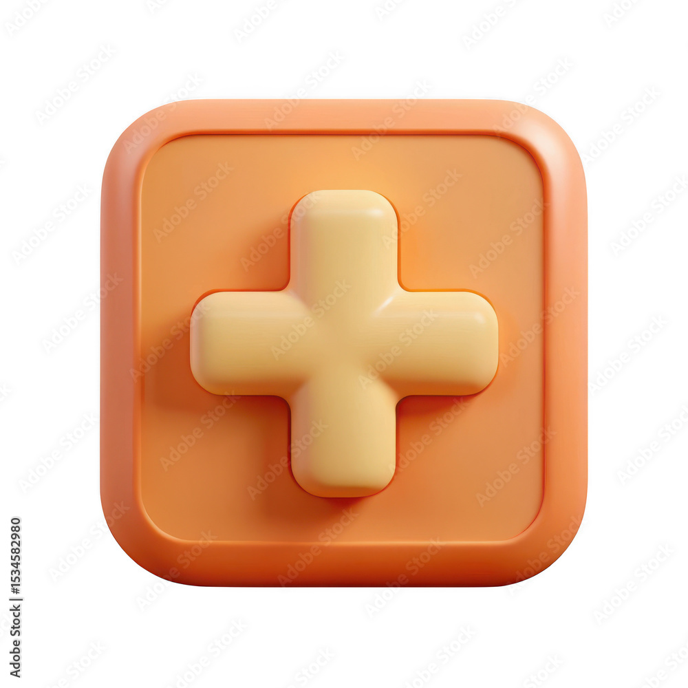 Obraz premium 3d orange plus icon button isolated on transparent background