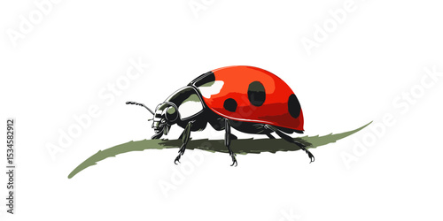 Solid black shadow silhouette of a ladybug isolated in a vector format showcasing a distinctive design for art and decor