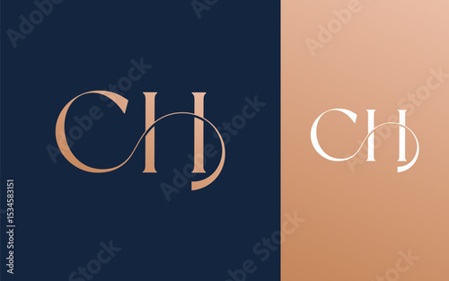 Initial letter CH HC logo design vector illustration for couple, wedding, and business