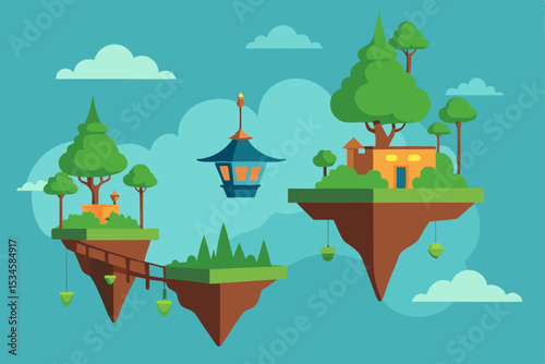 Floating Islands A Whimsical Landscape of Dreamlike Isles and Lush Greenery