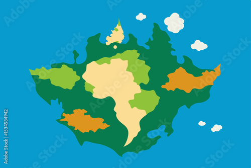 Enchanted Island Map A whimsical illustration of a fantasy island landscape photo