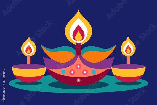 Vibrant Diwali Diya Festive Lights and Colorful Celebration